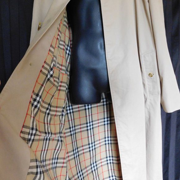 VINTAGE BURBERRY TAN NOVA CHECK TRENCH COAT XL - Picture 5 of 11